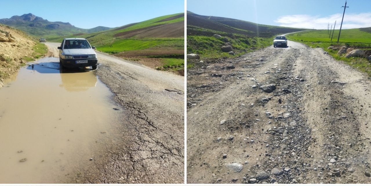 وضعیت اسفناک جاده‌های روستایی بخش کاکاوند