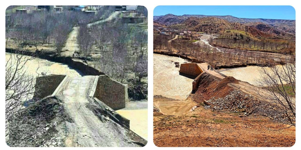 تخریب پُل روستای ده یوسفیان میربگ جنوبی بر اثر سیل